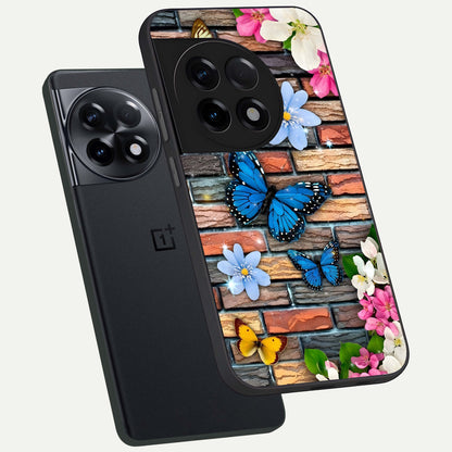  Brick Bloom Flight phone case For OnePlus 11R showing premium glass back cover with detailed artwork