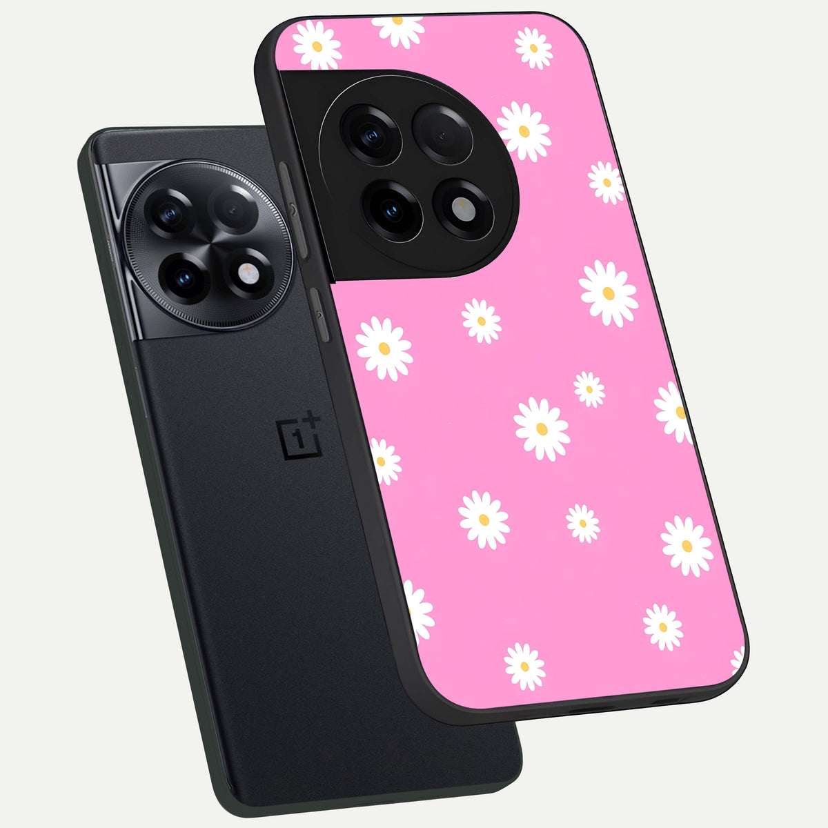  Bubblegum Daisy Pop phone case For OnePlus 11R showing premium glass back cover with detailed artwork