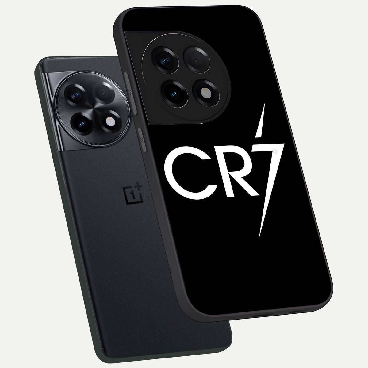  CR7 Elite Strike phone case For OnePlus 11R showing premium glass back cover with detailed artwork