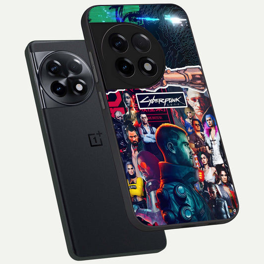  CYBERPUNK Legacy phone case For OnePlus 11R showing premium glass back cover with detailed artwork