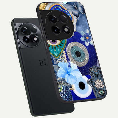  Celestial Blue Vision phone case For OnePlus 11R showing premium glass back cover with detailed artwork