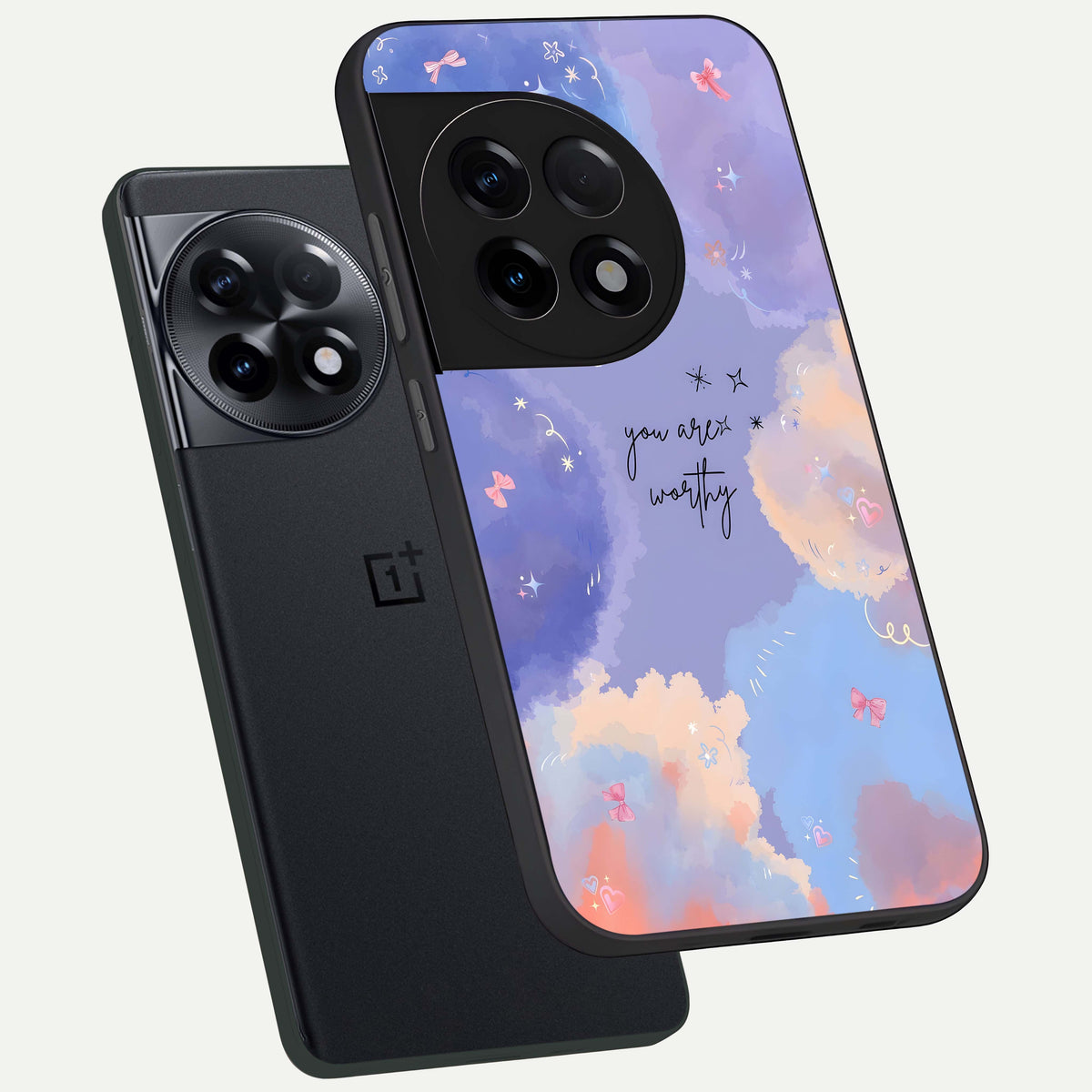  Celestial Cloud Magic phone case For OnePlus 11R showing premium glass back cover with detailed artwork