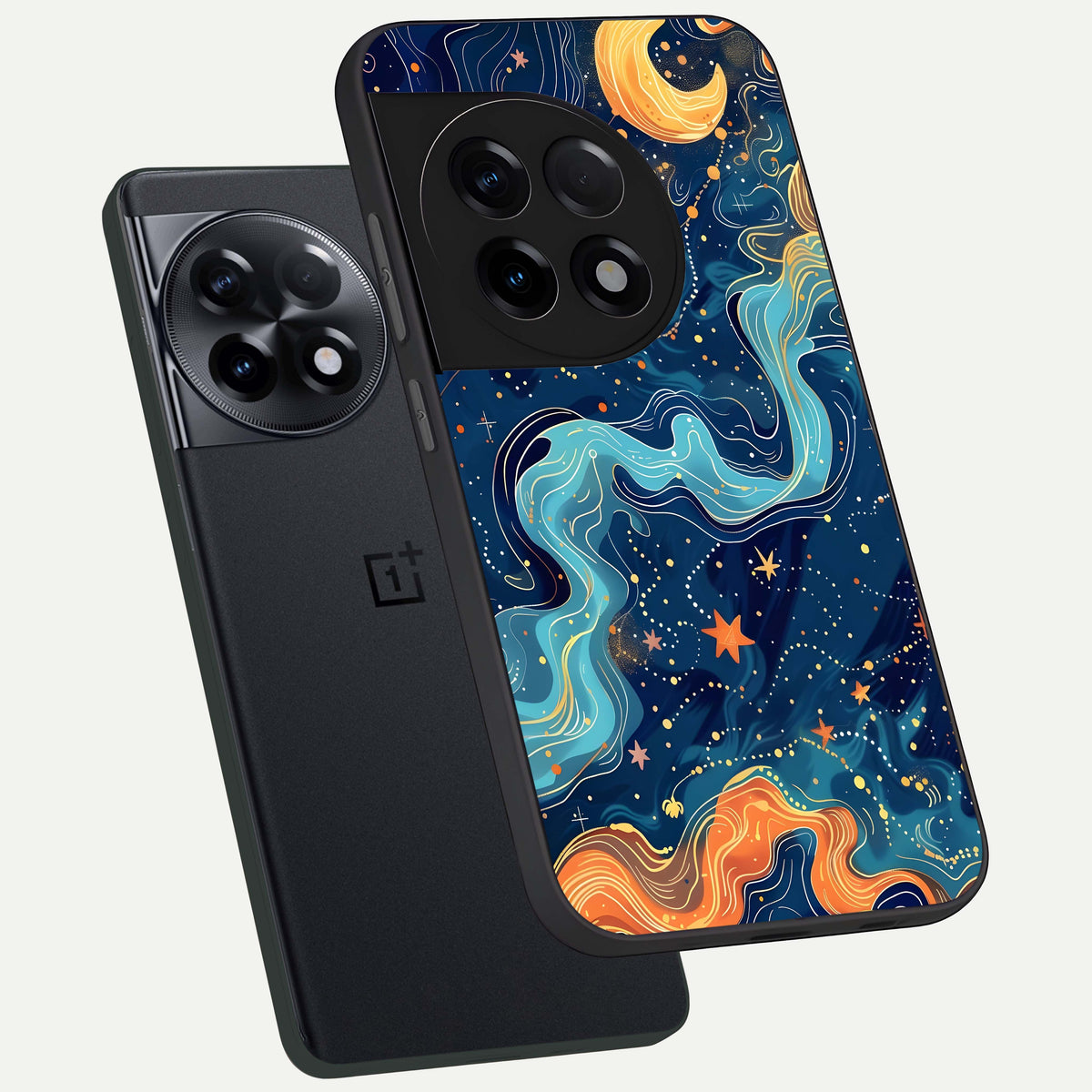  Celestial Dream Flow phone case For OnePlus 11R showing premium glass back cover with detailed artwork