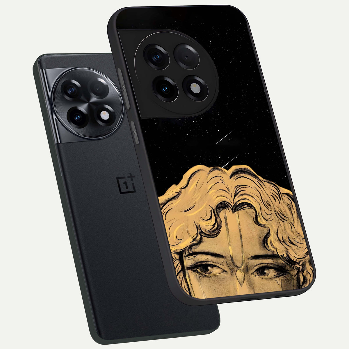  Celestial Gods Plan phone case For OnePlus 11R showing premium glass back cover with detailed artwork