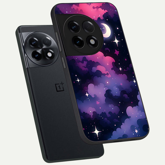  Celestial Moon Magic phone case For OnePlus 11R showing premium glass back cover with detailed artwork