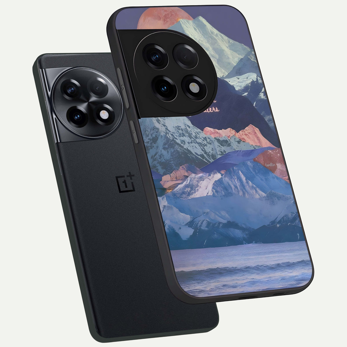  Celestial Mountain Calm phone case For OnePlus 11R showing premium glass back cover with detailed artwork