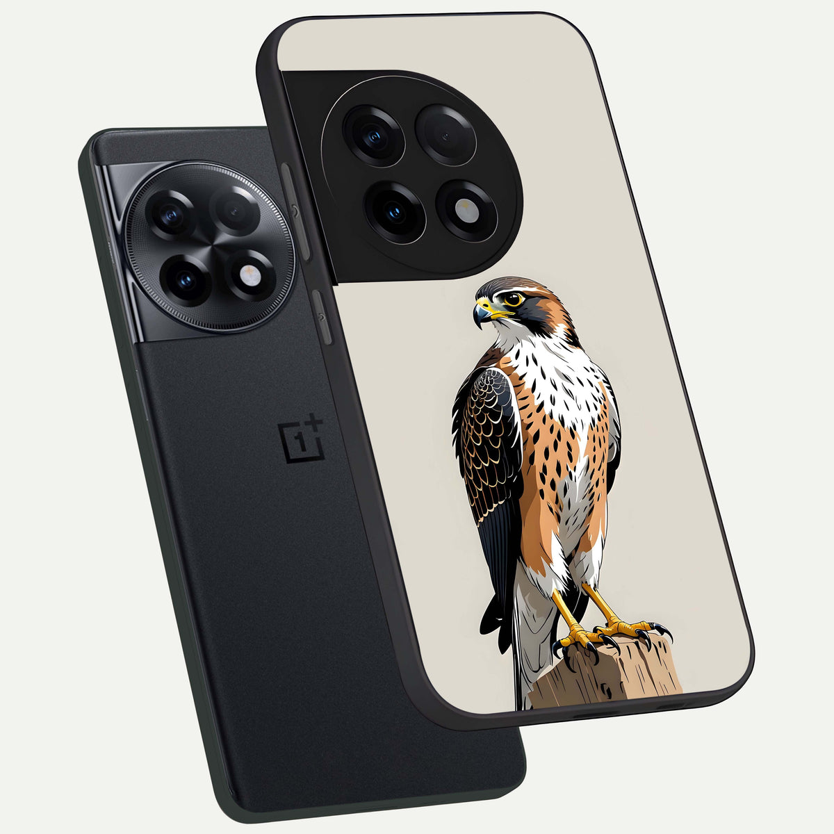  Clever Eagle phone case For OnePlus 11R showing premium glass back cover with detailed artwork