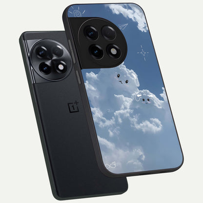  Cloud Bunny Dreams phone case For OnePlus 11R showing premium glass back cover with detailed artwork