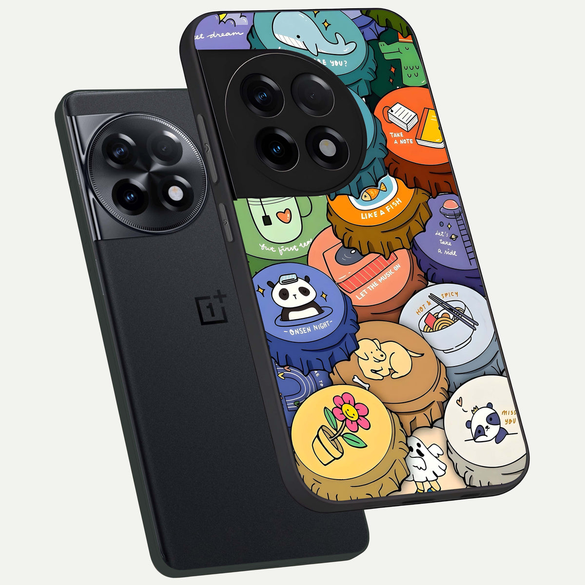  Coins Patterns phone case For OnePlus 11R showing premium glass back cover with detailed artwork