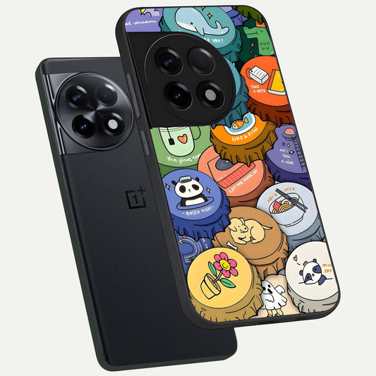  Coins Patterns phone case For OnePlus 11R showing premium glass back cover with detailed artwork