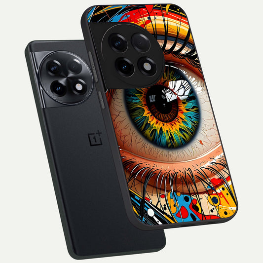  Colorful Eye phone case For OnePlus 11R showing premium glass back cover with detailed artwork