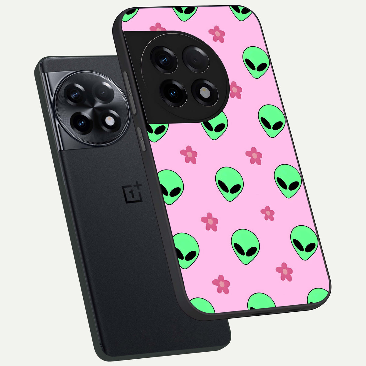  Cosmic Cute Crush phone case For OnePlus 11R showing premium glass back cover with detailed artwork