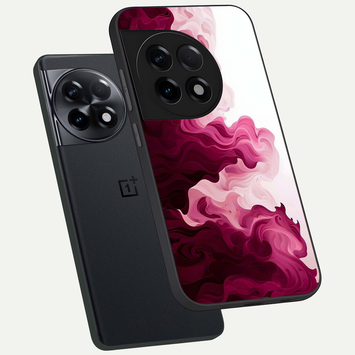 Crimson Wave Flow phone case For OnePlus 11R showing premium glass back cover with detailed artwork