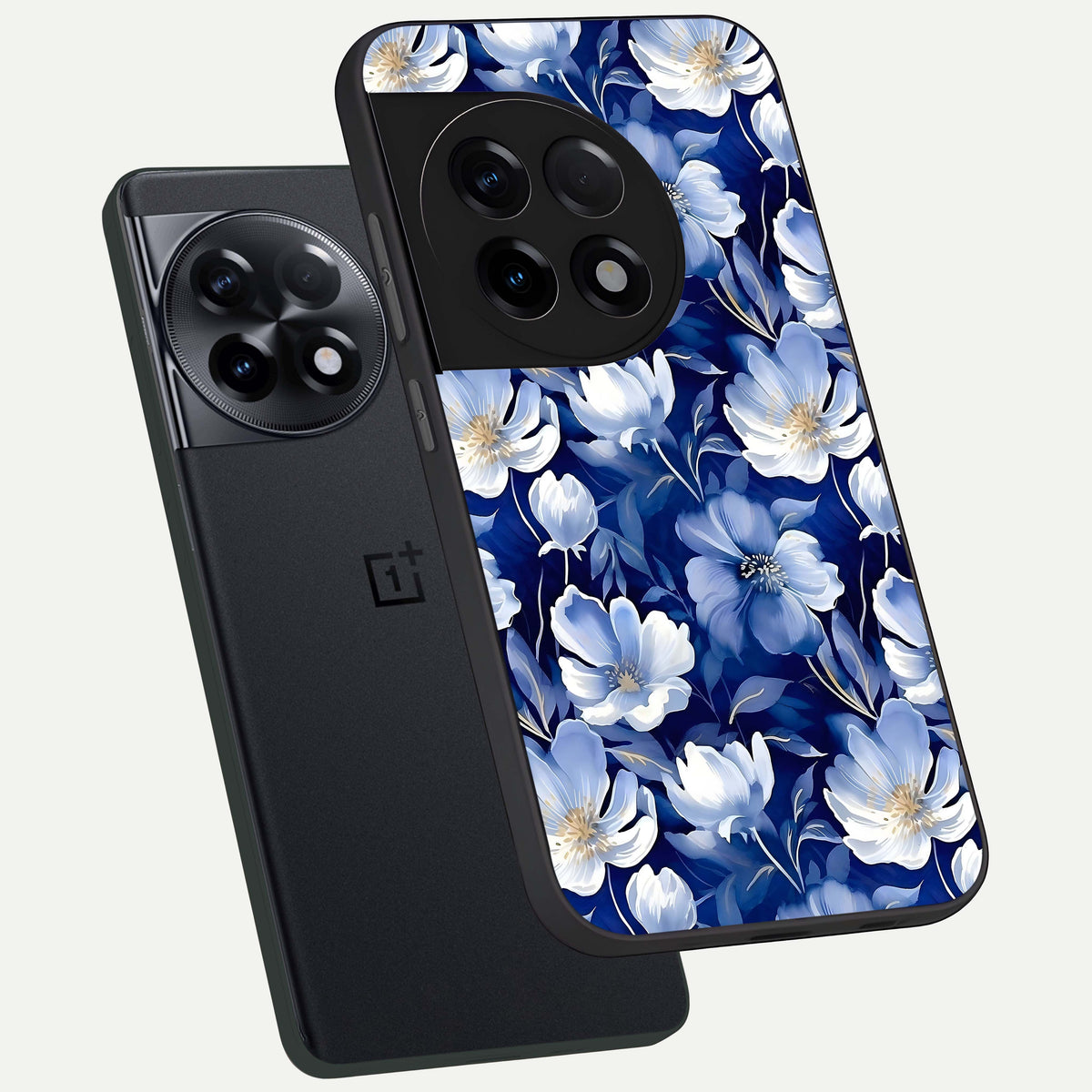  Cute Floral Patterns phone case For OnePlus 11R showing premium glass back cover with detailed artwork