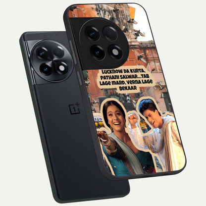  Desi Retro Vibes phone case For OnePlus 11R showing premium glass back cover with detailed artwork