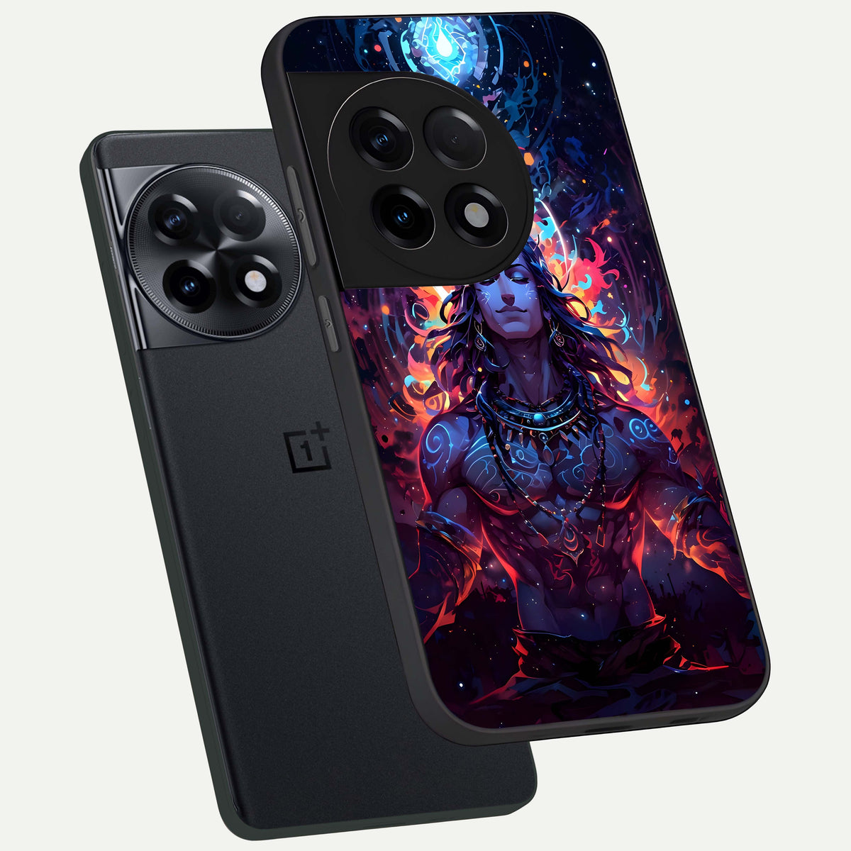  Divine Fire Shiv phone case For OnePlus 11R showing premium glass back cover with detailed artwork