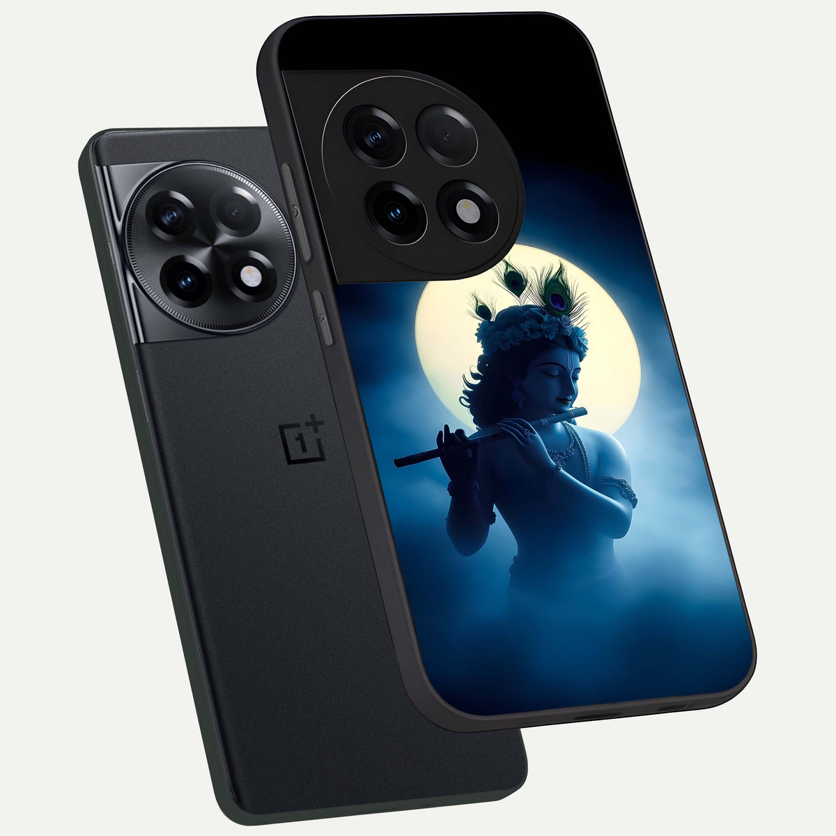  Divine Moon Flute phone case For OnePlus 11R showing premium glass back cover with detailed artwork
