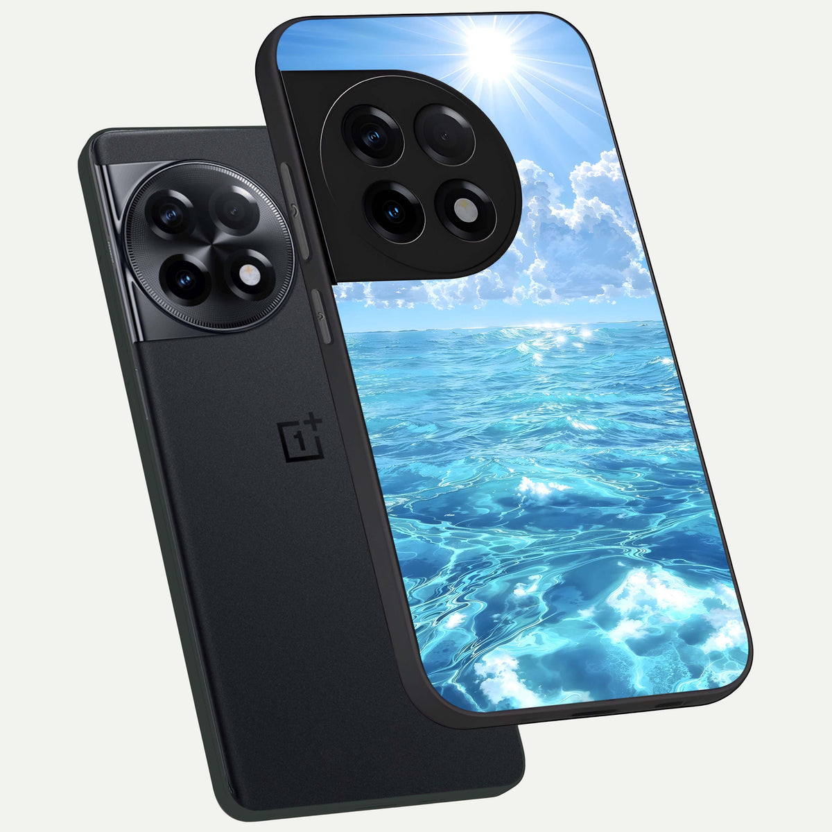  Endless Ocean Horizon phone case For OnePlus 11R showing premium glass back cover with detailed artwork
