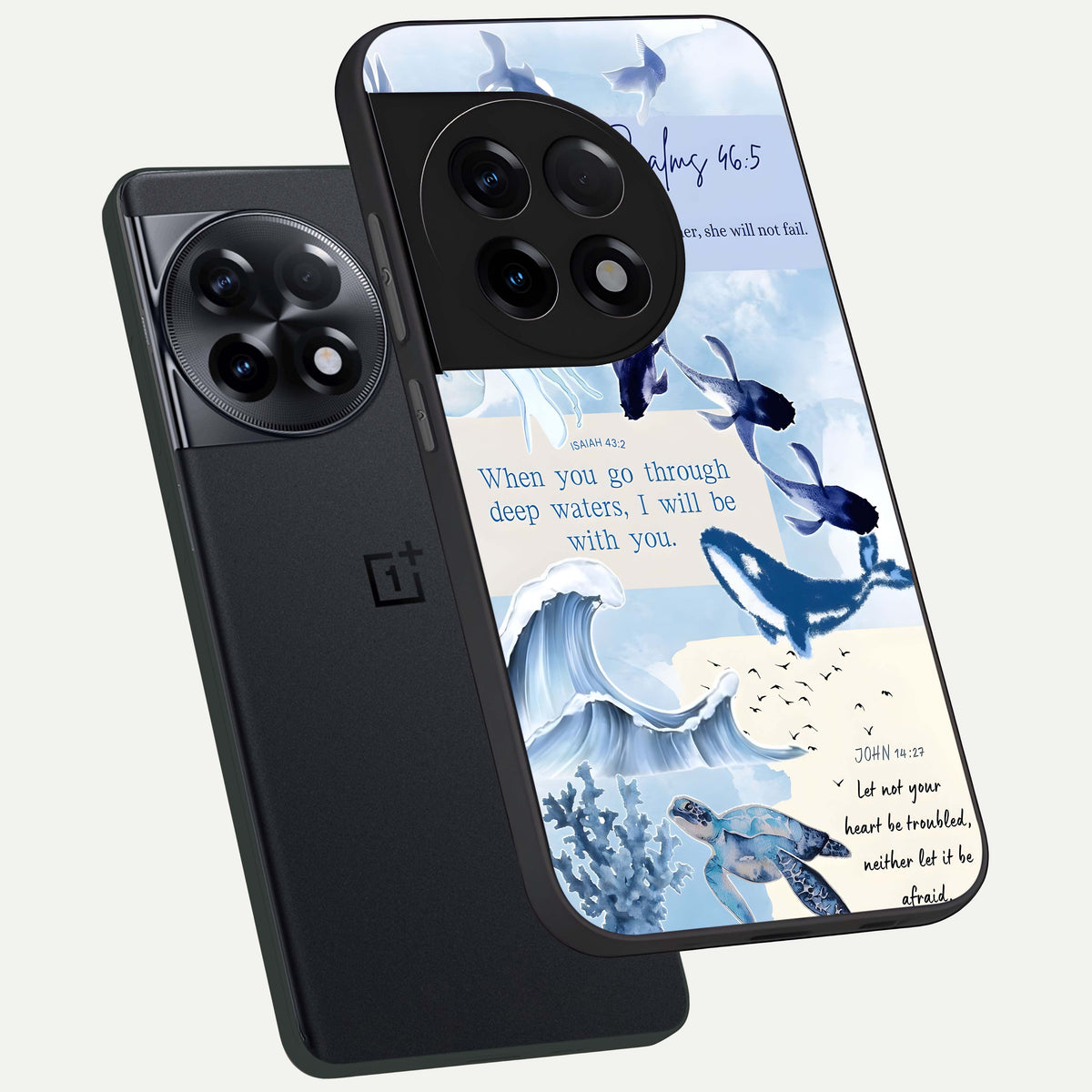  Faithful Ocean Promise phone case For OnePlus 11R showing premium glass back cover with detailed artwork