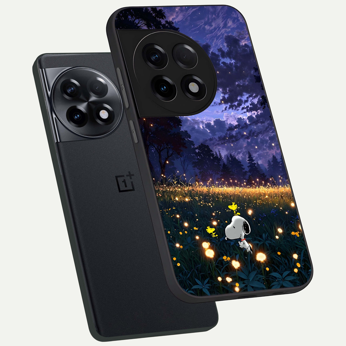  Firefly Meadow Magic phone case For OnePlus 11R showing premium glass back cover with detailed artwork