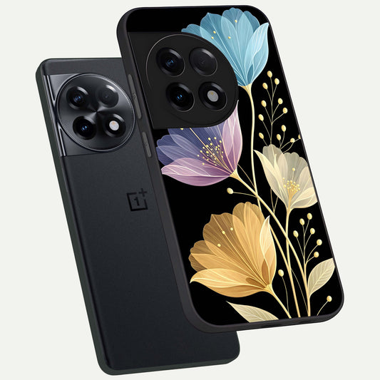  Flower Bloom Glow phone case For OnePlus 11R showing premium glass back cover with detailed artwork