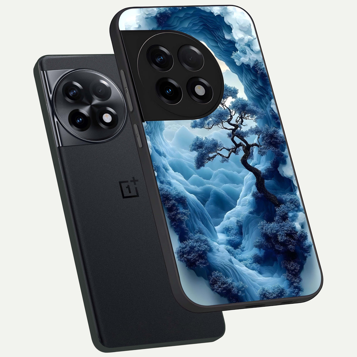  Frozen Serenity Gate phone case For OnePlus 11R showing premium glass back cover with detailed artwork