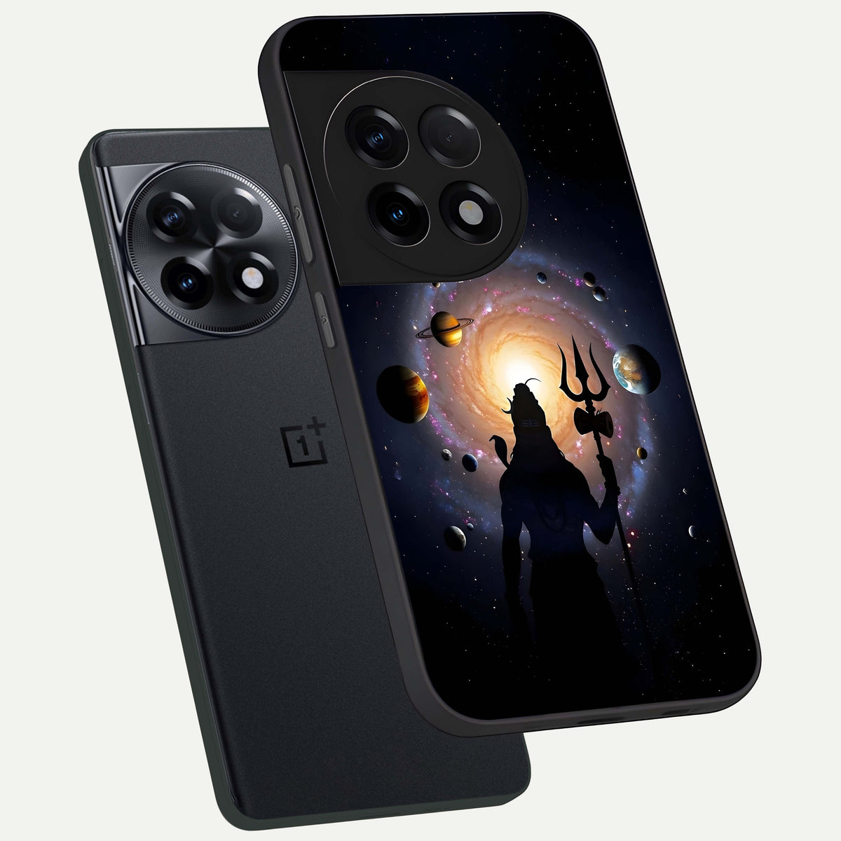  Galactic Shiva Vision phone case For OnePlus 11R showing premium glass back cover with detailed artwork