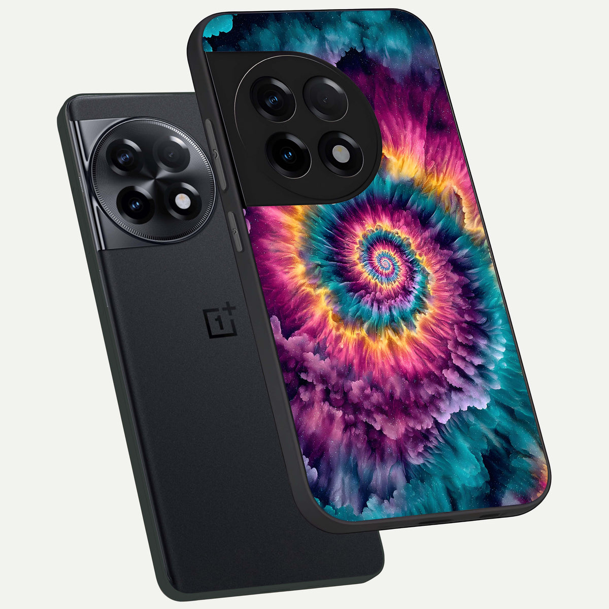  Galactic Spiral Burst phone case For OnePlus 11R showing premium glass back cover with detailed artwork