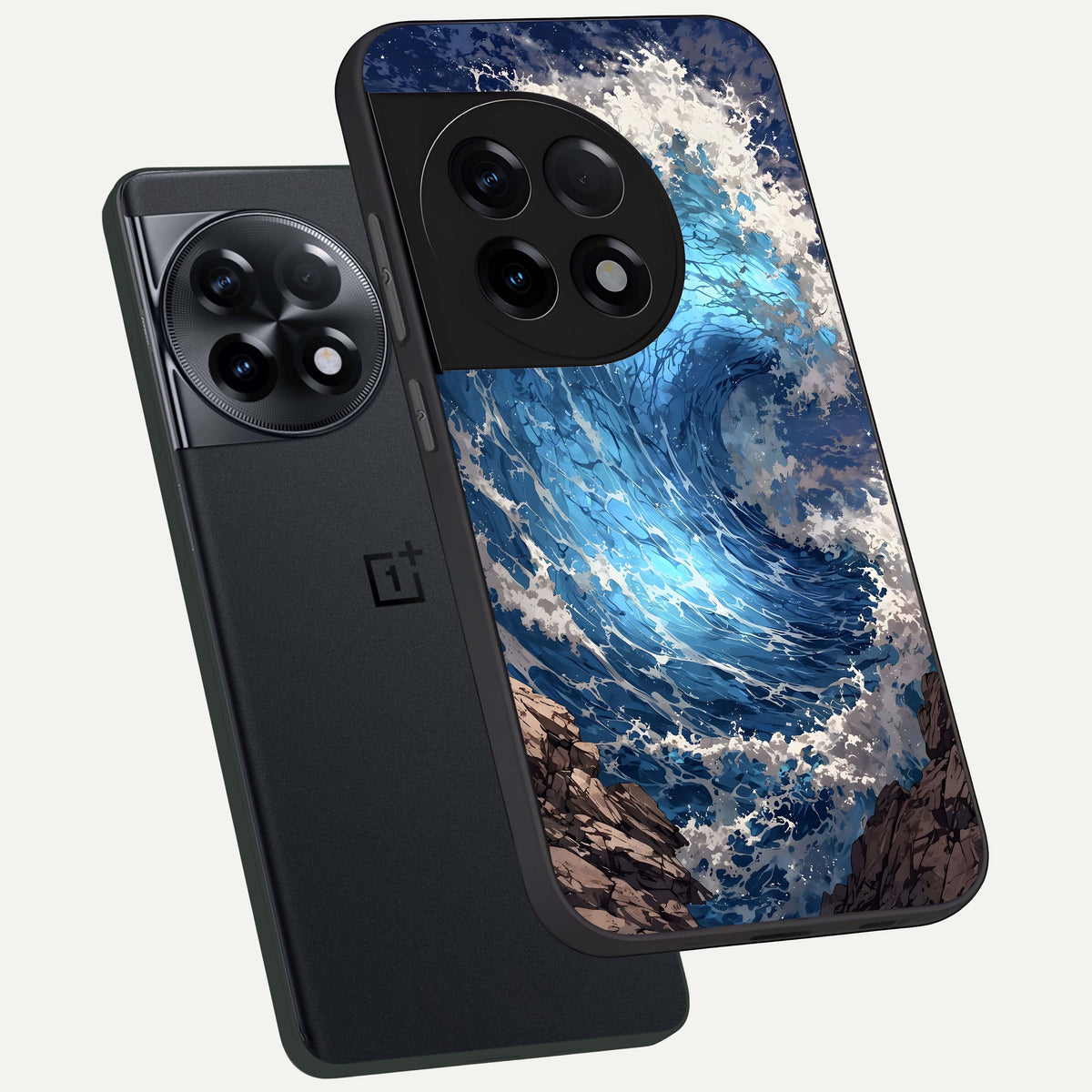  Giant Ocean Wave phone case For OnePlus 11R showing premium glass back cover with detailed artwork