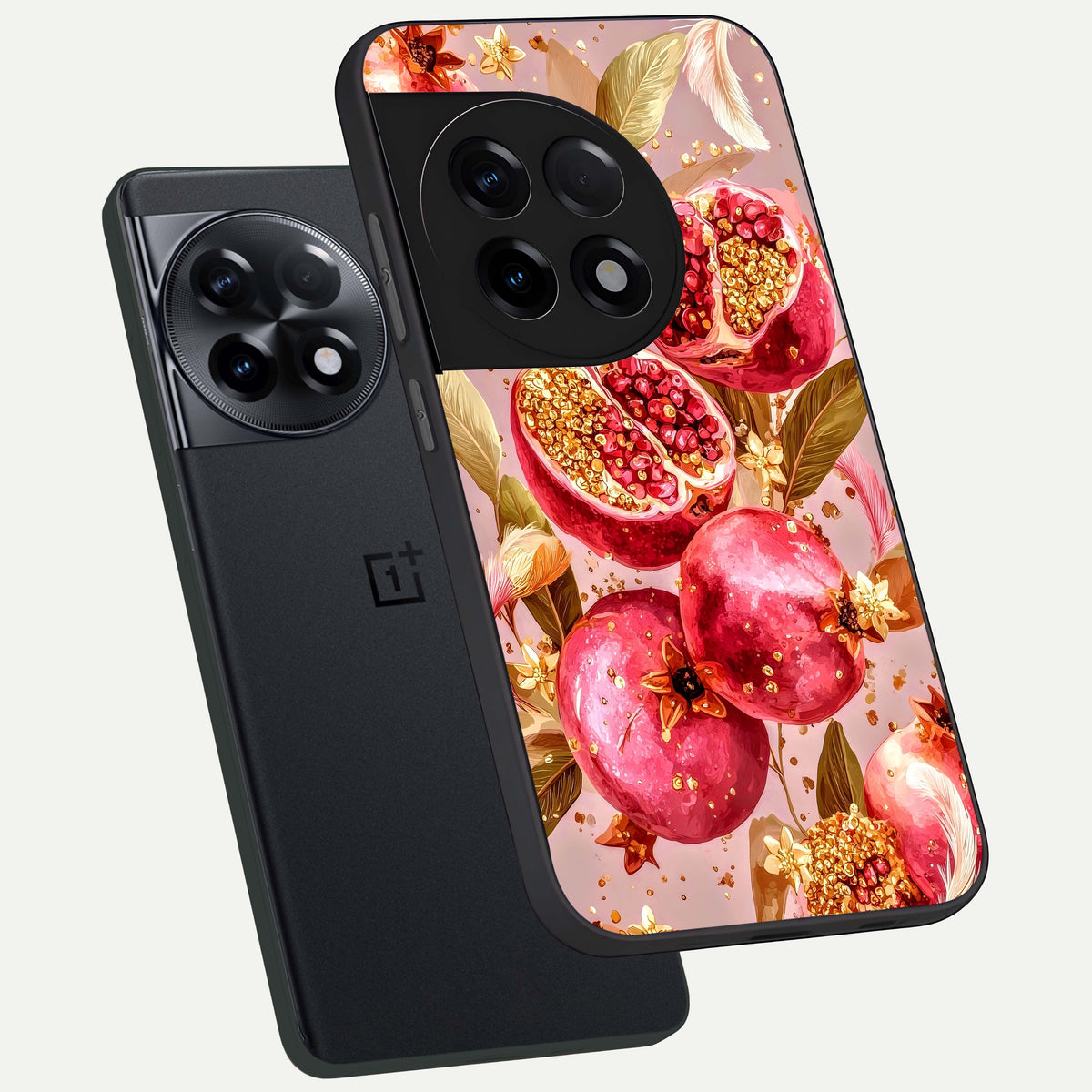 Golden Bloom Glow phone case For OnePlus 11R showing premium glass back cover with detailed artwork
