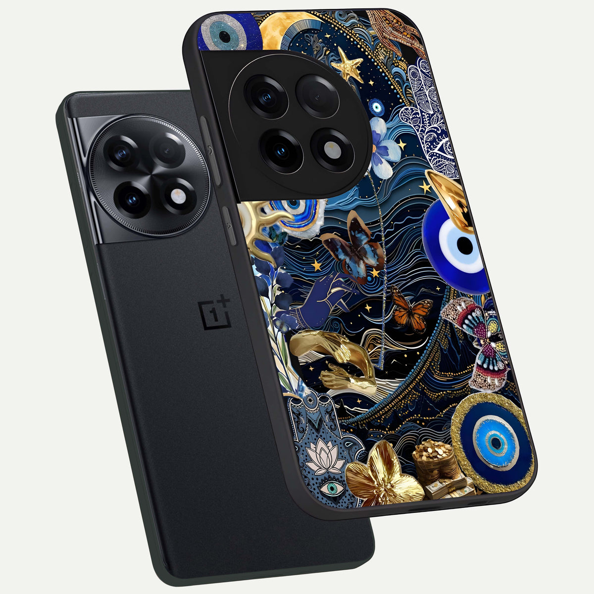  Golden Moon Magic phone case For OnePlus 11R showing premium glass back cover with detailed artwork
