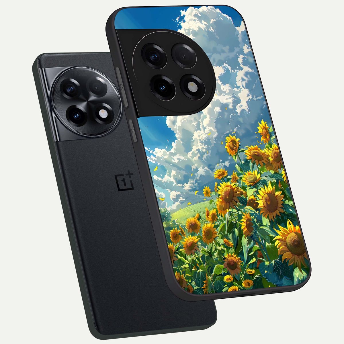  Golden Sun Glory phone case For OnePlus 11R showing premium glass back cover with detailed artwork