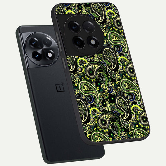  Green Lemon phone case For OnePlus 11R showing premium glass back cover with detailed artwork