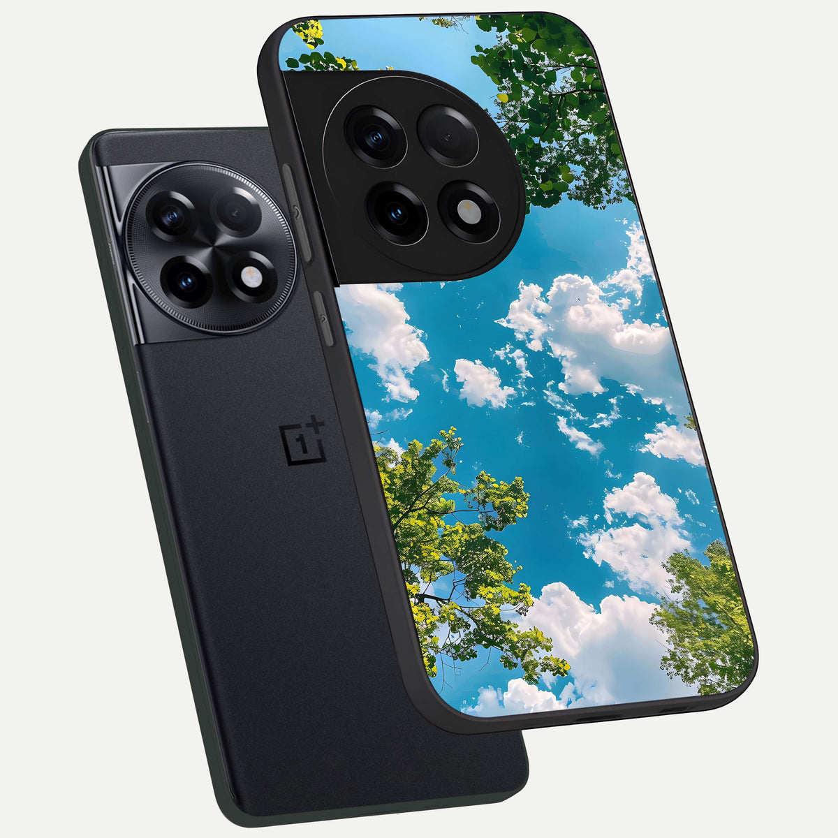  Green Moon Energy phone case For OnePlus 11R showing premium glass back cover with detailed artwork