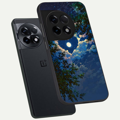  Heart With Moon Sky phone case For OnePlus 11R showing premium glass back cover with detailed artwork