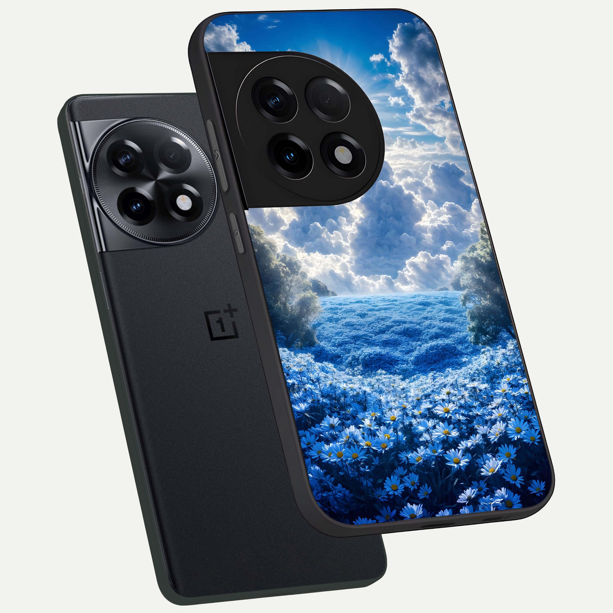  Heavenly Daisy Horizon phone case For OnePlus 11R showing premium glass back cover with detailed artwork