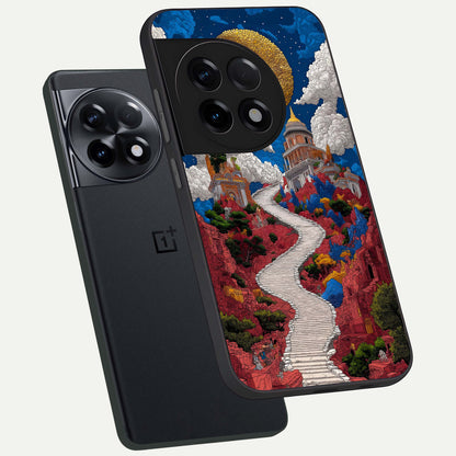  Heavenly Moon Path phone case For OnePlus 11R showing premium glass back cover with detailed artwork