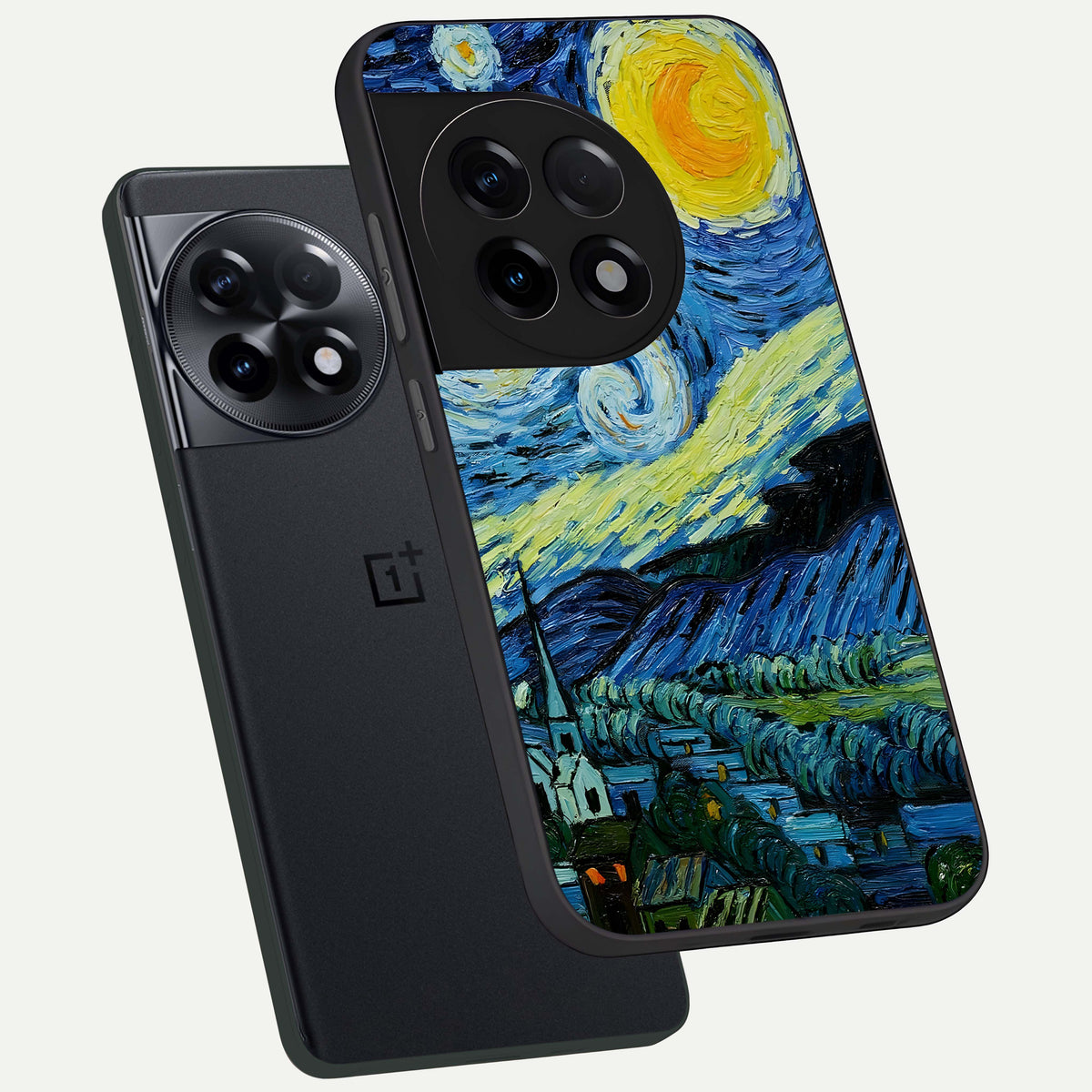  Inspired Van Gogh Art phone case For OnePlus 11R showing premium glass back cover with detailed artwork