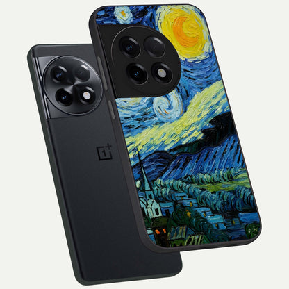  Inspired Van Gogh Art phone case For OnePlus 11R showing premium glass back cover with detailed artwork