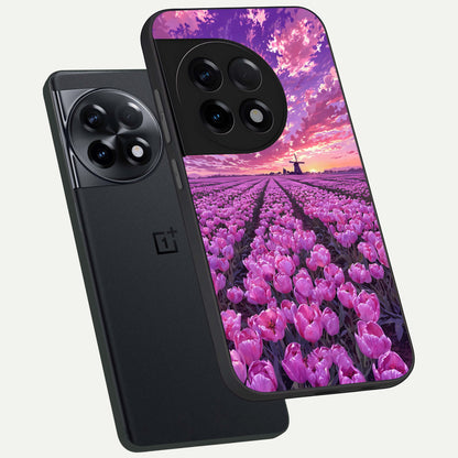  Lavender Dream Skies phone case For OnePlus 11R showing premium glass back cover with detailed artwork