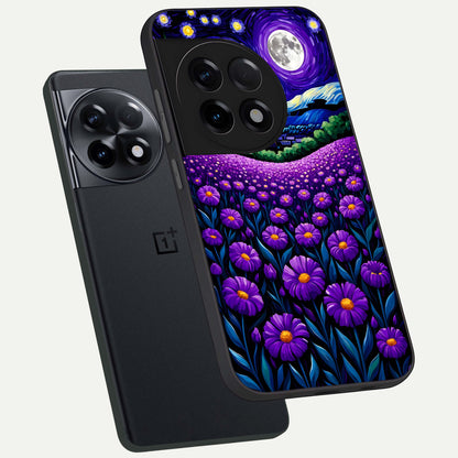  Lavender Moon Field phone case For OnePlus 11R showing premium glass back cover with detailed artwork