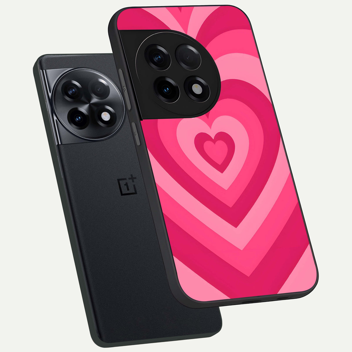  Layered Love Hearts phone case For OnePlus 11R showing premium glass back cover with detailed artwork