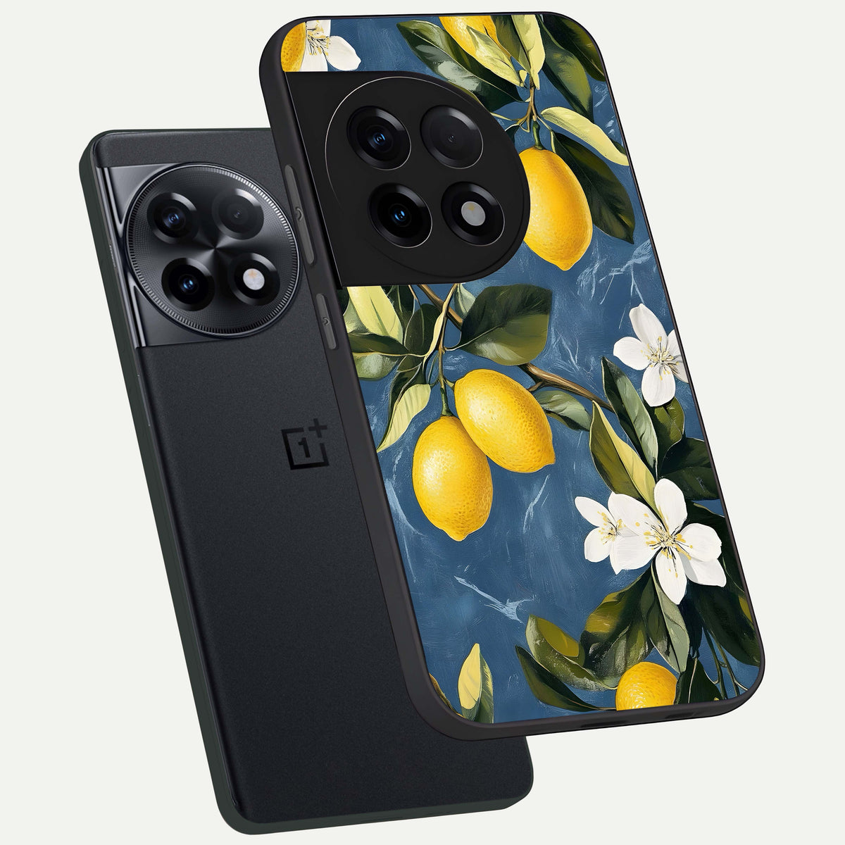  Lemon Dream Garden phone case For OnePlus 11R showing premium glass back cover with detailed artwork