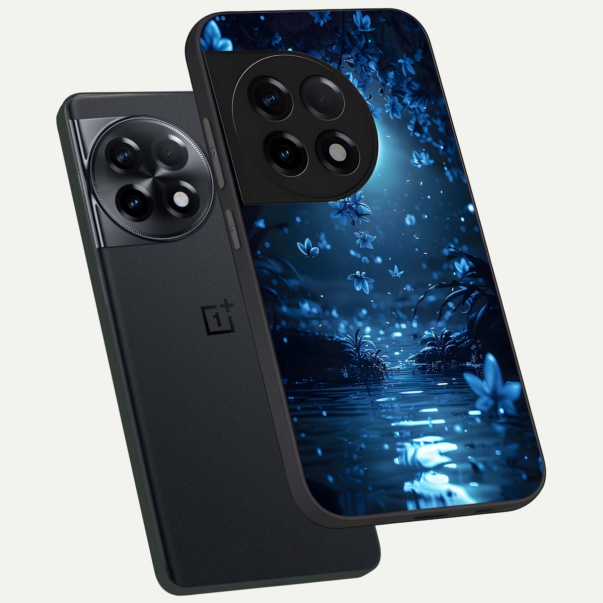  Moonlight Petal Dream phone case For OnePlus 11R showing premium glass back cover with detailed artwork