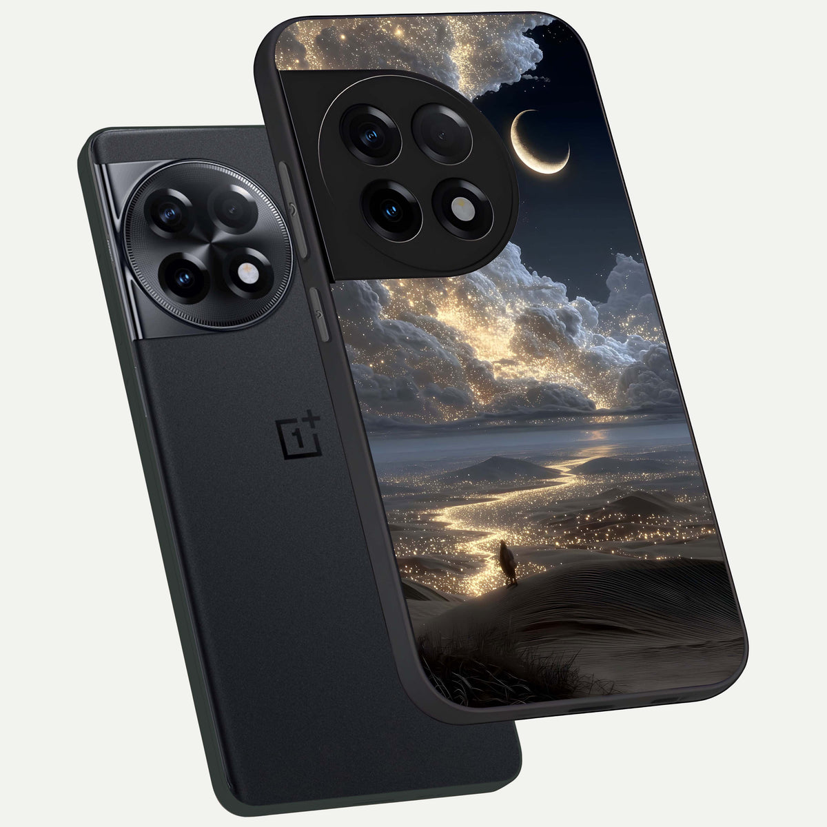  Moonlight Spark Path phone case For OnePlus 11R showing premium glass back cover with detailed artwork