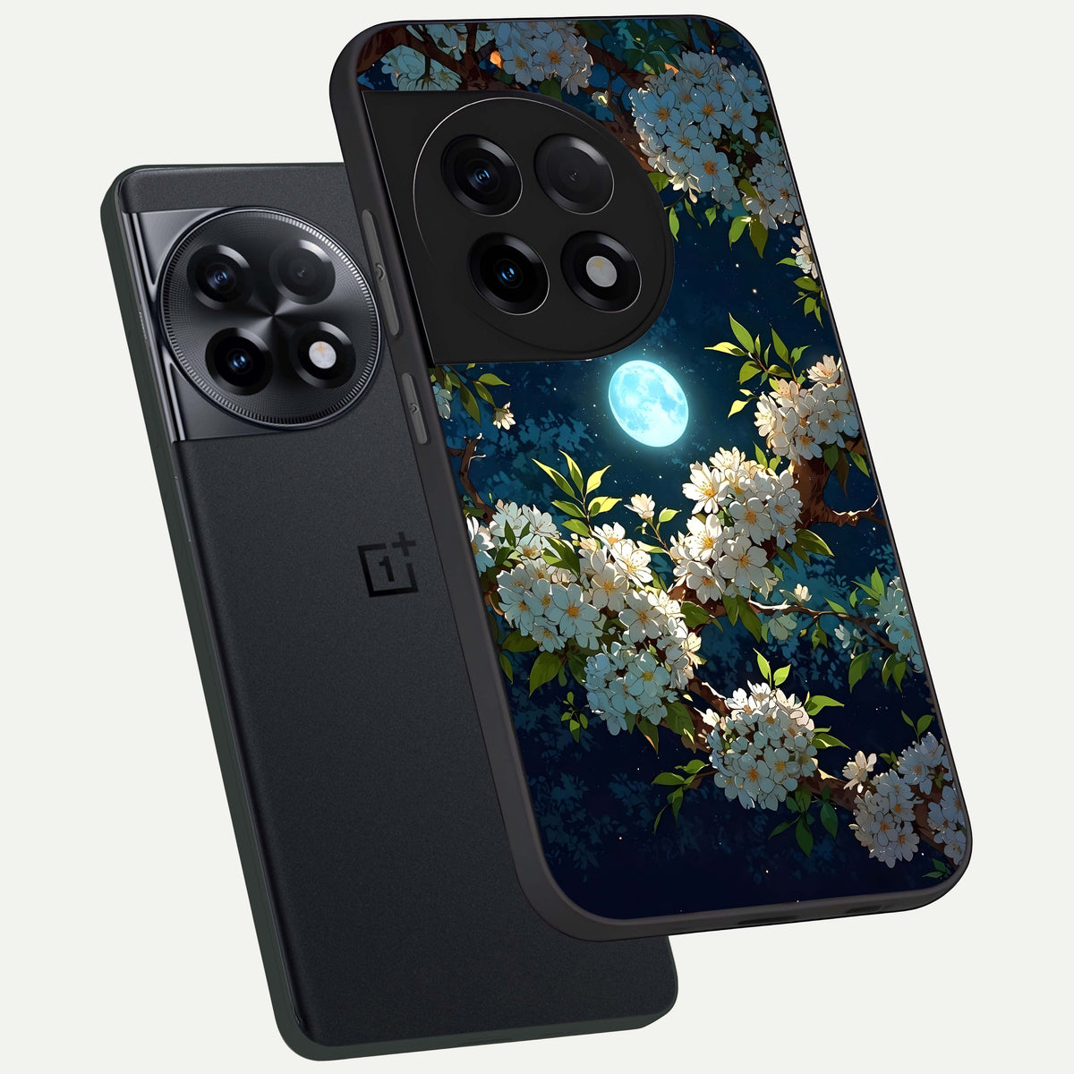  Moonlit Blossom Dream phone case For OnePlus 11R showing premium glass back cover with detailed artwork