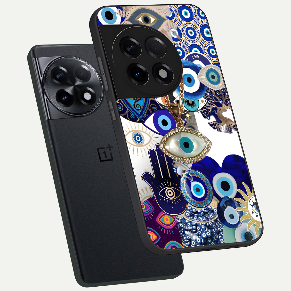  Mystic Charm Eye phone case For OnePlus 11R showing premium glass back cover with detailed artwork