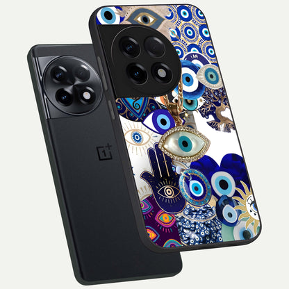  Mystic Charm Eye phone case For OnePlus 11R showing premium glass back cover with detailed artwork