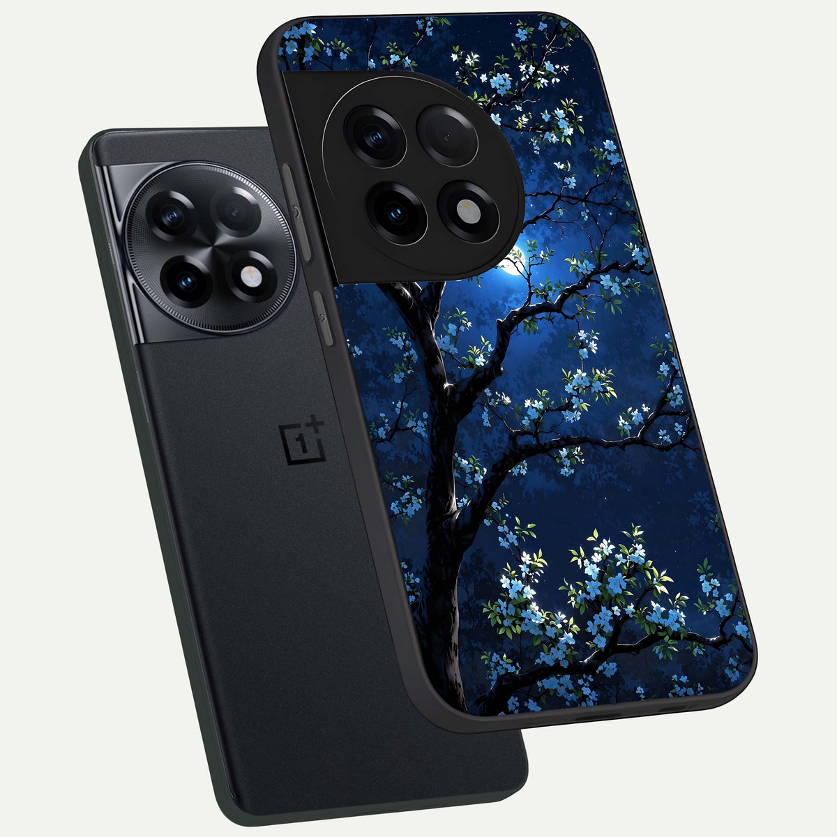  Mystic Floral Night phone case For OnePlus 11R showing premium glass back cover with detailed artwork