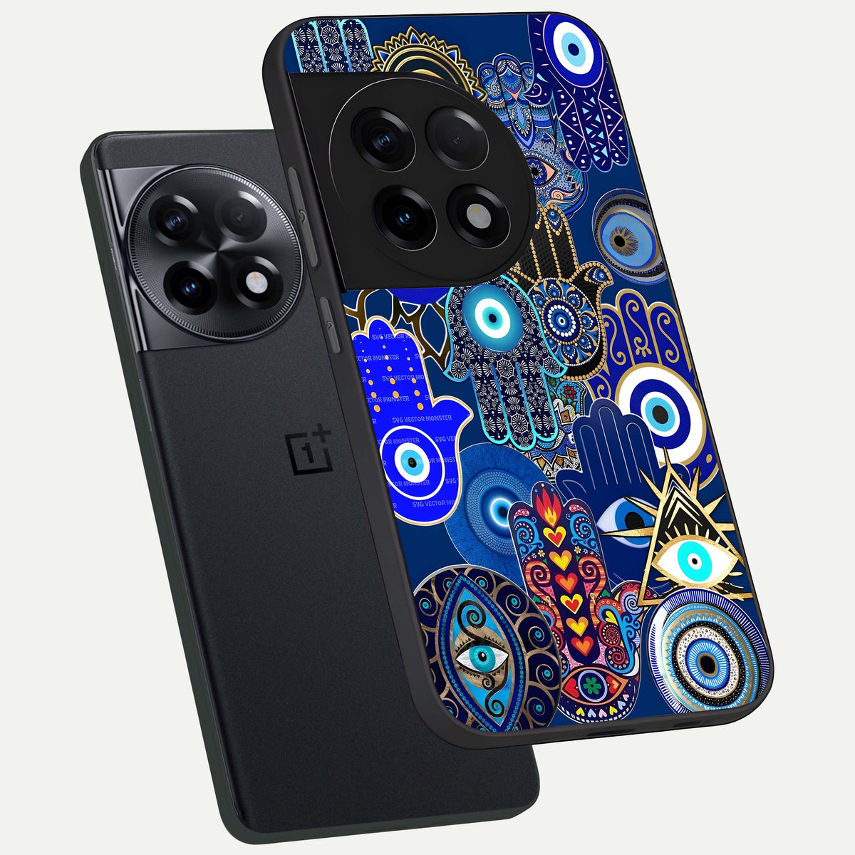  Mystic Palm Guard phone case For OnePlus 11R showing premium glass back cover with detailed artwork